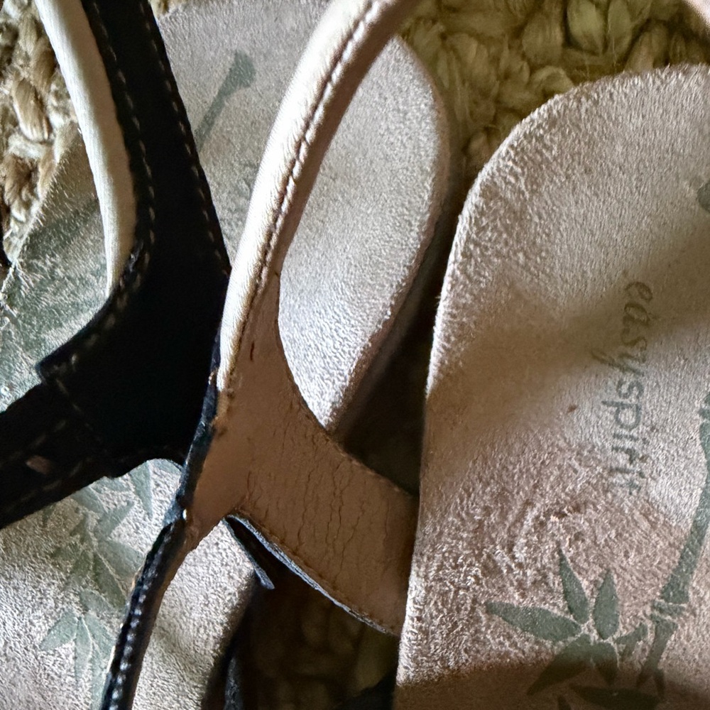 Easy Spirit Women's Sandals Size 8 Adjustable Strap Black Tan Palm Trees summer - Picture 13 of 13